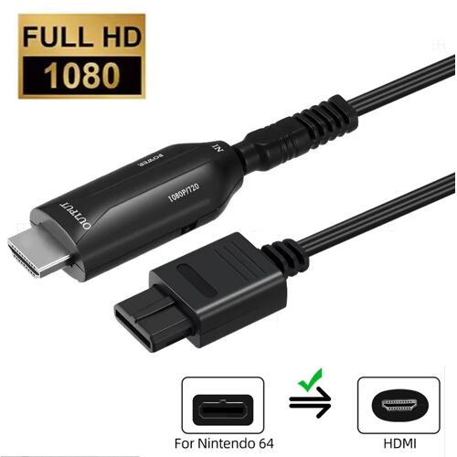 Câble Nintendo 64 vers HDMI 1080p ¿ 1 m ¿ Adaptateur Vidéo Audio Plug & Play pour N64 ¿ Branchez votre console en HDMI ¿ Straße Game®