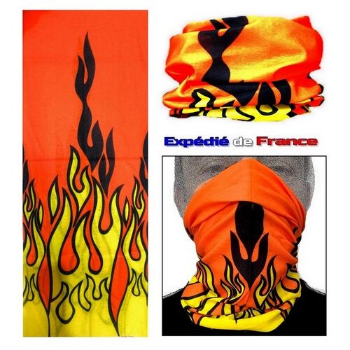 Masque Cache-Nez Tour De Cou Bandeau Tube Cagoule Multifonction Flammes Microfibre Respirante Moto Vélo Randonnée Ski Trottinette Scooter Trek Mode Foulard Biker...