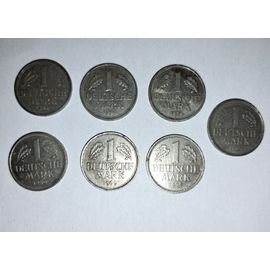 1 Deutsche Mark Superbe Lot De 7 Pièces De Monnaie Allemagne Argent Vintage. Pièce De Collection Numismate Collectionneur Rare République Fédérale Allemande Rfa Années 1963 - 1965 - 1969 - 1975