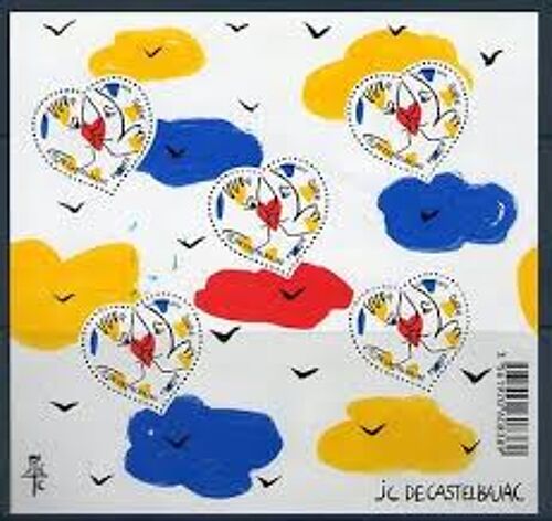 Saint Valentin : Coeurs De Jean-Charles De Castelbajac Bloc Feuillet N° 136 Année 2015 N° 4924 Yvert Et Tellier Luxe