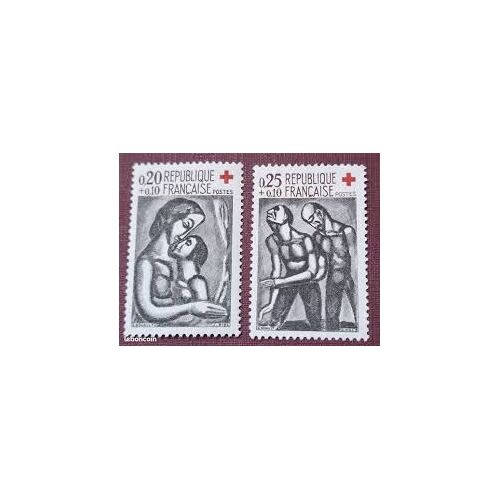 Au Profit De La Croix Rouge : Oeuvres De Rouault La Paire Année 1961 N° 1323 1324 Yvert Et Tellier Luxe