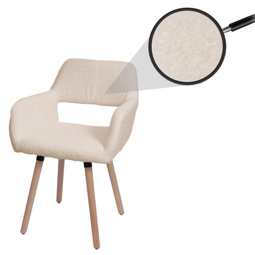 Chaise de salle à manger HWC-A50 II, chaise de cuisine chaise rembourrée, bois tissu/textile bouclé (450g/m²) MVG   beige