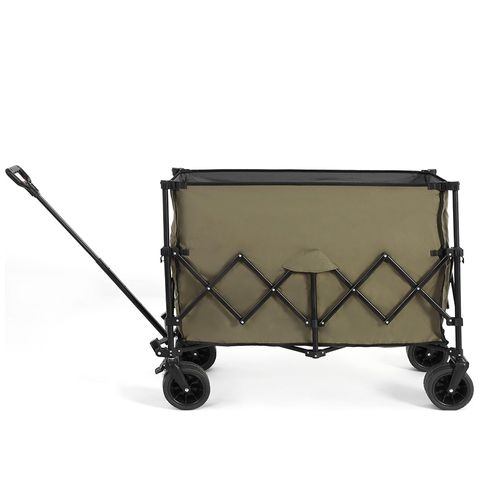 Chariot de plage chariot pliable de 100 kg avec grandes roues utilitaire pliable de 136 l avec grandes roues tout-terrain et porte-gobelets vert armée
