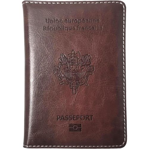 TRAHOO-Porte Passeport Housse Protège Passeports Cuir Pochette étui pour Passeport Voyage Protection Housse de Passeport (Marron)