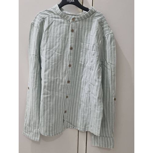 Chemise Fille Vert Clair Rayure Blanche Col Mao Kiabi Taille 12ans