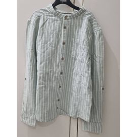 Chemise Fille Vert Clair Rayure Blanche Col Mao Kiabi Taille 12ans