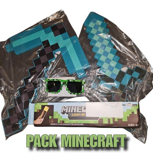 Pack Minecraft découverte (Lampe Torche, Lunette Creeper, Épée et Pioche)