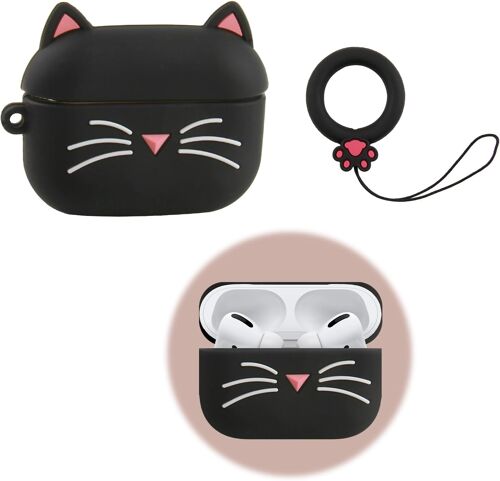Coque pour Airpods Pro 2, Étui AirPods Antichoc, Silicone Protective Case for Airpods, Motif Chat, Motif Animal de Dessin animé 3D, en Silicone Souple et résistant aux Chocs, avec Mousqueton