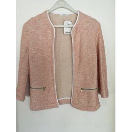 Veste Promod Rose Corail Chiné Blanc Et Doré Taille S