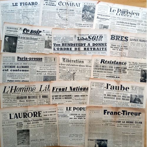 Guerre 39-45 : Lot 15 Vieux Journaux Authentiques 1944 Front National, Le Populaire, Combat, Franc-Tireur, Figaro, Libération, Résistance....