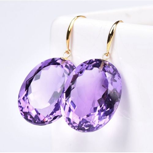 Boucles D'Oreilles Améthyste46,2 Ct Certifiées Algt - Or18k - Neuves