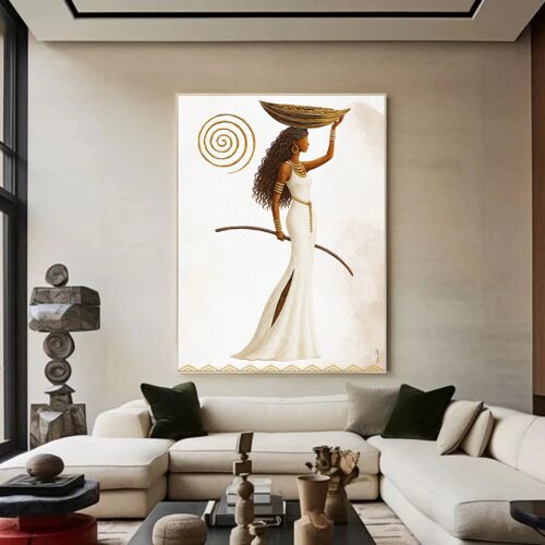 Art Mural D'Une Femme Noir Bohème Et Sensuelle Imprimé Sur Une Affiche Prête À Être Encadrée - Affiche Murale Minimaliste Et Boho Prête À Être Encadrée - Taille : 70cmx100cm