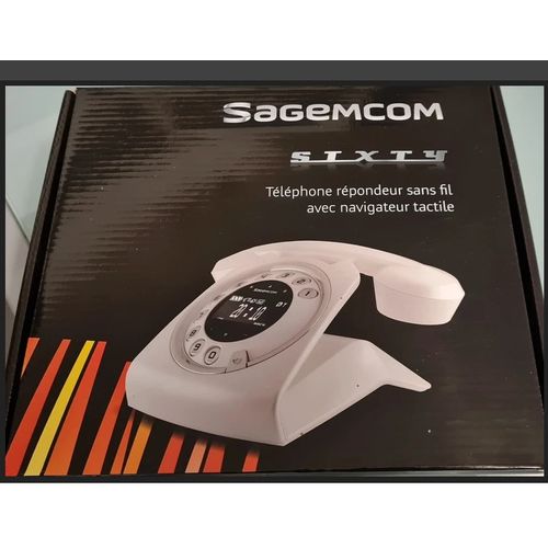 SAGEMCOM® Sixty Téléphone Fixe sans fil DECT Rétro-Design avec Répondeur