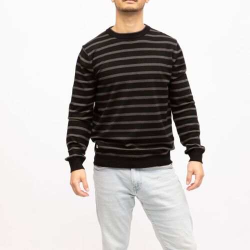 Pull Fin Col Rond À Rayures Homme Deeluxe 74