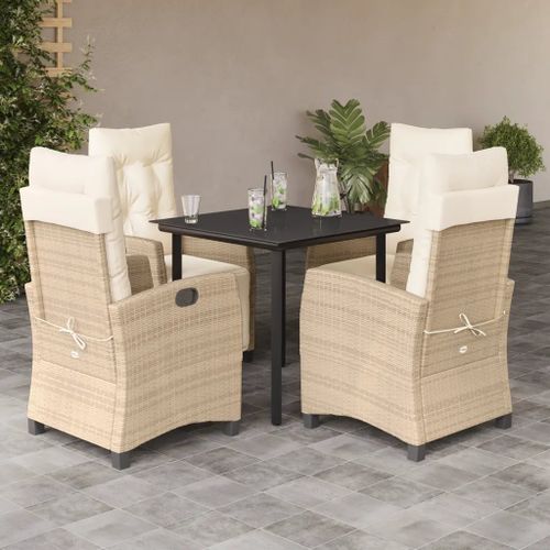 Prolenta Premium - Ensemble À Manger De Jardin Avec Coussins 5pcs Beige Poly Rotin