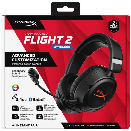 HyperX Cloud Flight 2 - Casque sans fil pour gaming (noir)