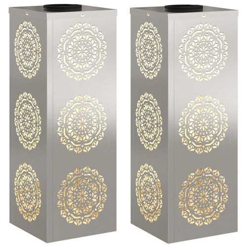 vidaXL Lumière de chemin LED solaire 2 pcs Acier inoxydable