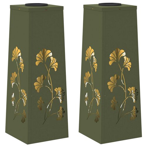 vidaXL Lumière de chemin LED solaire 2 pcs Vert olive