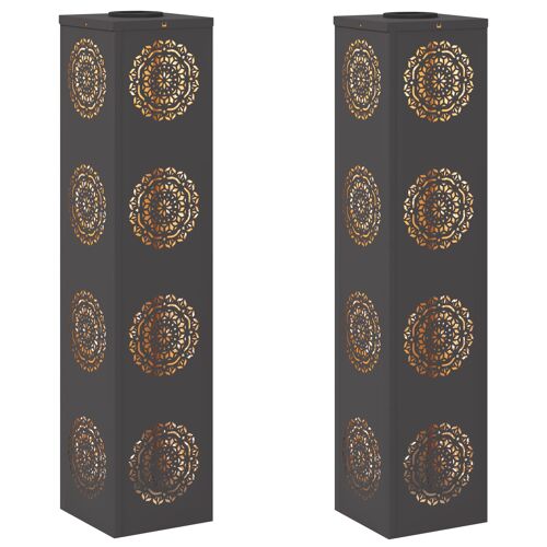 vidaXL Lumière de chemin LED solaire 2 pcs Noir Acier laminé à froid