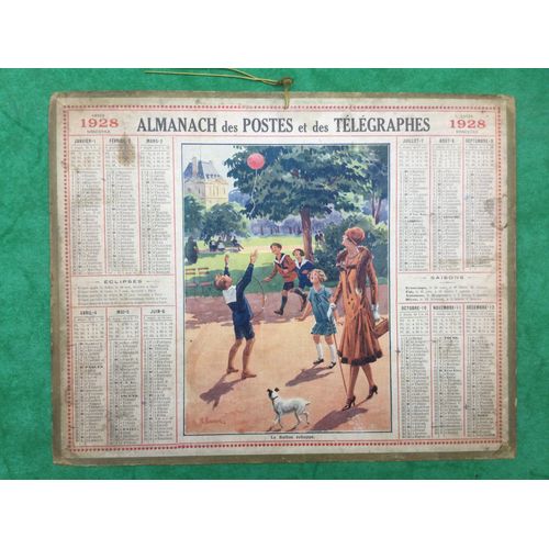 Calendrier Almanach 1928 Jardin Enfants Au Ballon