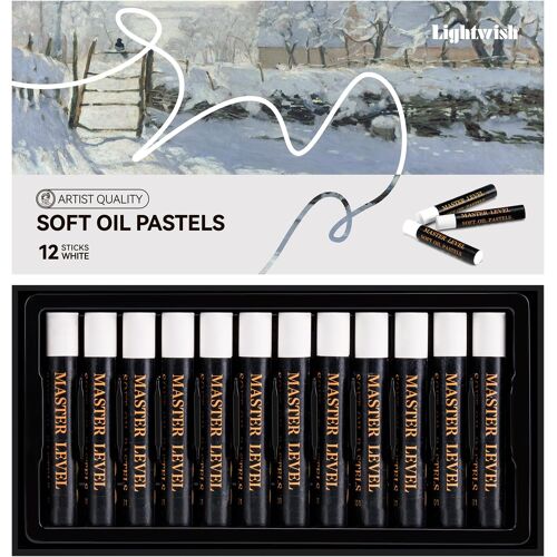 Lightwish Lot De 12 Pastels À L'Huile Blanche Ultra Lisses Pour Artistes Professionnels Et Débutants, Parfaits Pour La Toile, Le Tableau Noir Et Les Loisirs Créatifs, Ne Se Décolorent Pas, Fournitures