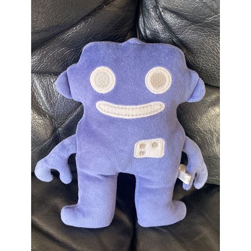 DOUDOU HOCHET GRELOT BOUT'CHOU ROBOT BONHOMME BLEU BLANC GRELOT 21cm