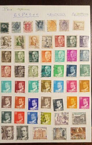 Lot De 91 Timbres Espagne Oblitérés 91 Différents