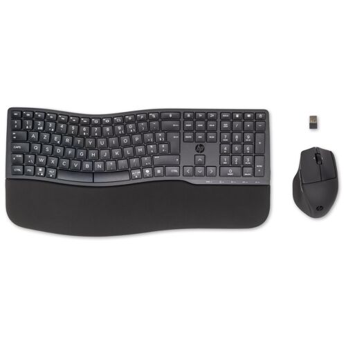 HP 680 Comfort Dual-Mode Keyboard and Mouse Combo Pack clavier souris Maison RF sans fil + Bluetooth AZERTY Belge Noir