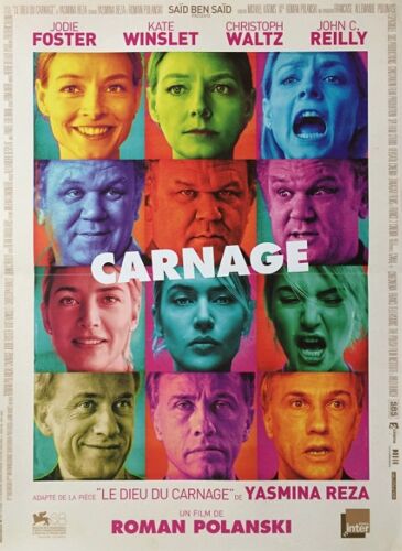 Carnage - Affiche Originale De Cinéma - Format 40x60 Cm - De Roman Polanski Avec Kate Winslet, Jodie Foster, Christoph Waltz, John C. Reilly, Elvis Polanski - Année 2011