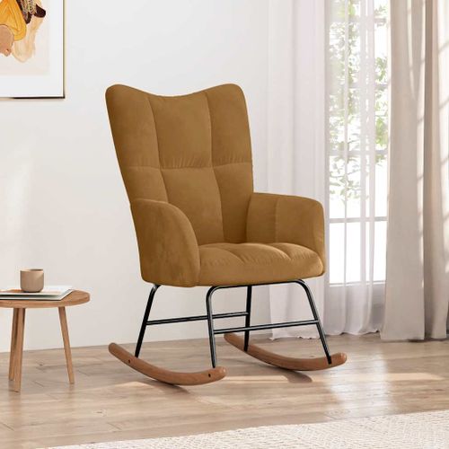vidaXL Chaise à bascule Marron Velours