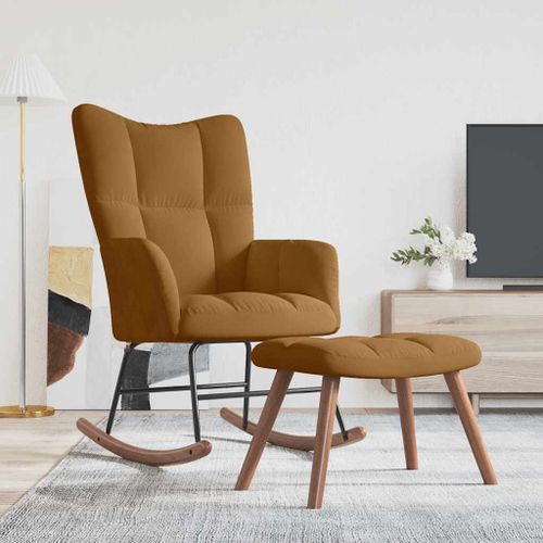 vidaXL Chaise à bascule avec tabouret en velours marron