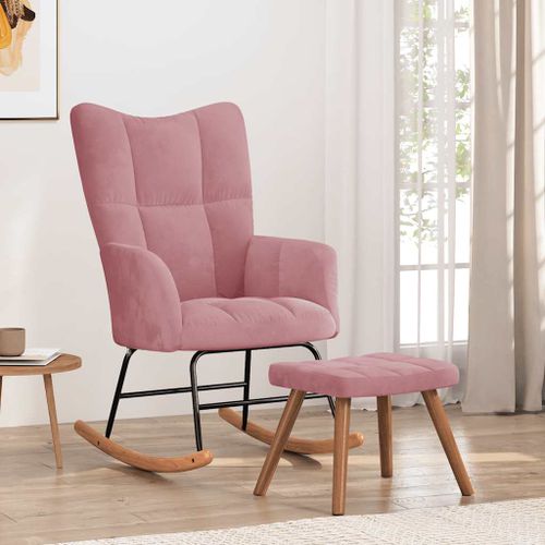 vidaXL Chaise à bascule avec repose-pied Rose Velours