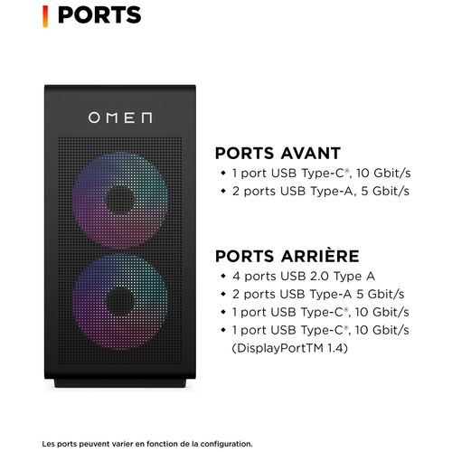 HP OMEN 35L Gaming Desktop GT16-1008nf PC AMD Ryzen 9 9950X 64 Go DDR5-SDRAM NVIDIA GeForce RTX 5070 Ti Windows 11 Home Tower Noir