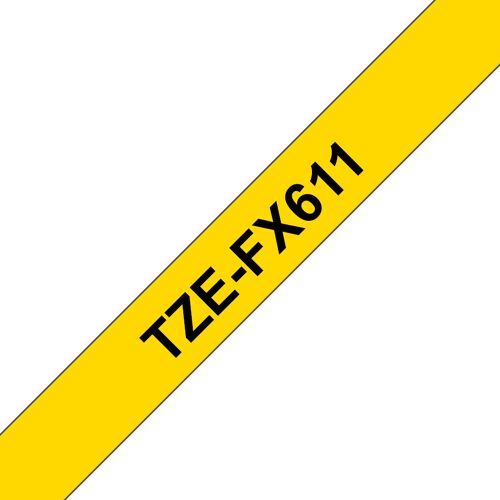 Brother TZe-FX611 - Noir sur jaune - Rouleau (0,6 cm x 8 m) 1 cassette(s) ruban flexible - pour Brother PT-D210, D600, H110, H200; P-Touch PT-1005, E550, H107; P-Touch Cube Plus PT-P710