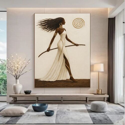 Art Mural D'Une Femme Noir Bohème Et Sensuelle Imprimé Sur Une Affiche Prête À Être Encadrée - Affiche Murale Minimaliste Et Boho Prête À Être Encadrée - Taille : 70cmx100cm