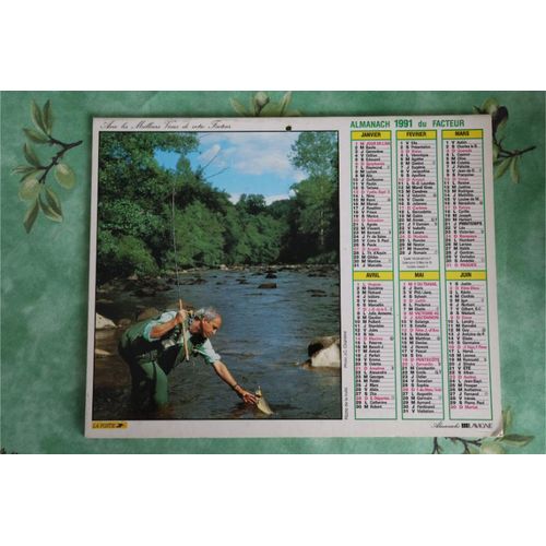 Calendrier Almanach Des Postes Ptt  11991 Chasse Pêche Région Jura Voir Mes Autres Calendriers