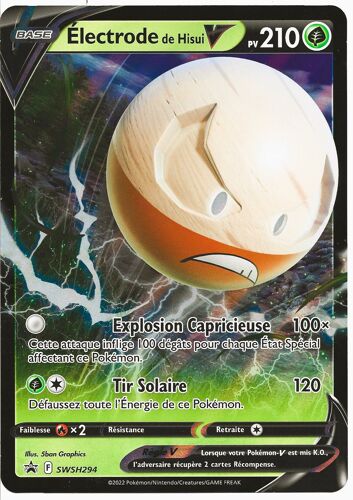 [ Pokémon ] Carte " Jumbo " ( Carte Grand Format ) : Électrode De Hisui V + Carte Promo Swsh294 ( 2022 )
