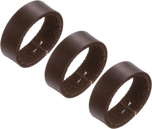 KALANKA-3 Pièces de Passants de Ceinture en Cuir - Boucle à Anneau Texturé Convient à une Sangle de Ceinture de 3,5 Cm de Largeur pour La Réparation de Sacs et Ceintures (Café)