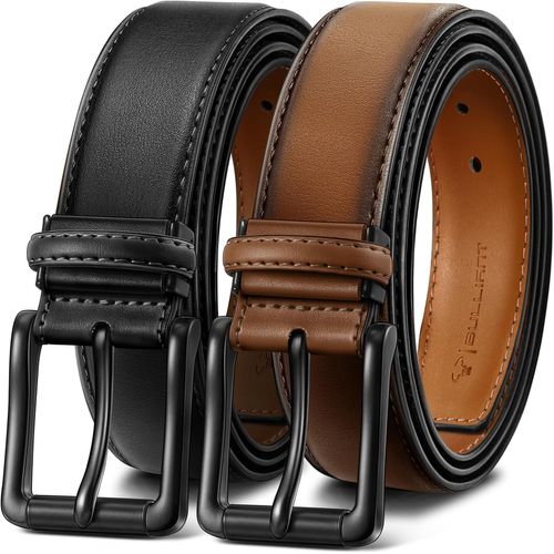 Cauc-Ceinture Hommes 2 Pack, Ceinture Cuir Ajustable Pour Cadeaux,Costumes,Habillés,Jeans Et Golf,Largeur 35mm,Coupe Sur Mesure