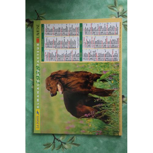 Calendrier Almanach Des Postes Ptt  1998 Chiens Chasse Région Jura Voir Mes Autres Calendriers
