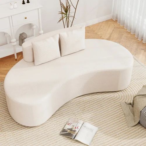 Canapé COSTWAY 2 Place en Forme d'Arc Irrégulière Style Moderne Wabi-Sabi 199 x 97 x 68 cm pour Salon,Club Beige
