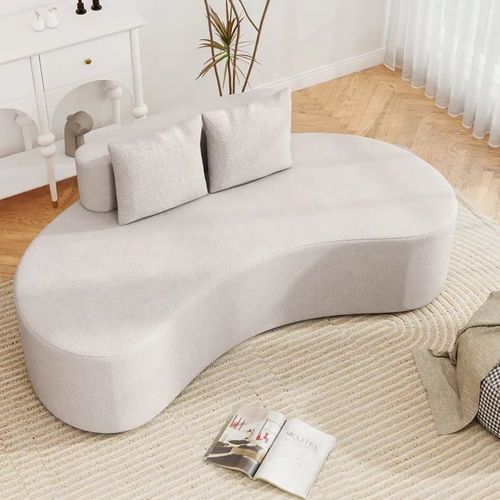 Canapé COSTWAY 2 Place en Forme d'Arc Irrégulière Style Moderne Wabi-Sabi 199 x 97 x 68 cm pour Salon,Club Gris