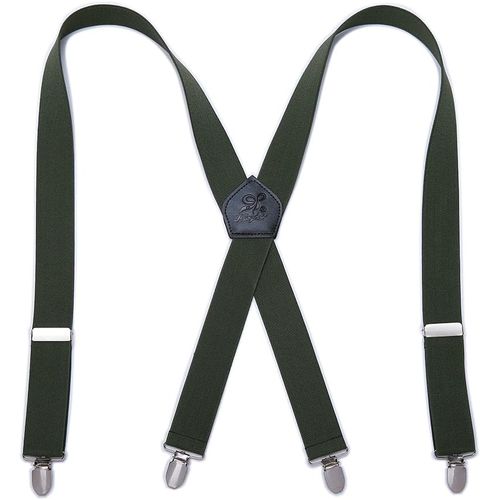 Cauc-Bretelles Homme Larges 4 Clips Brace Men Bracelets En Cuir Véritable X Retour Durable Wide Elastic Straps Braces For Trousers