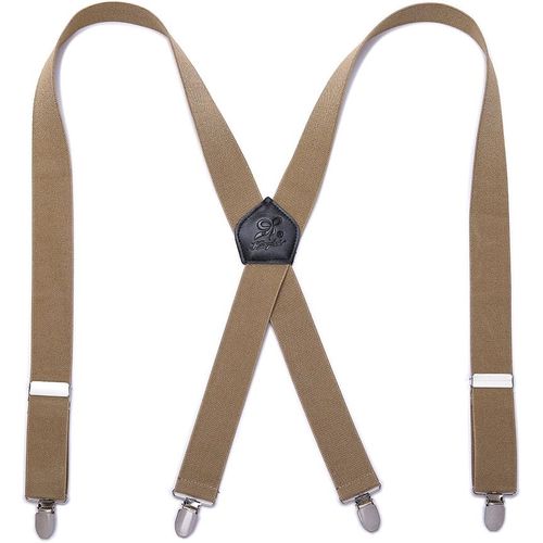 Cauc-Bretelles Homme Larges 4 Clips Brace Men Bracelets En Cuir Véritable X Retour Durable Wide Elastic Straps Braces For Trousers