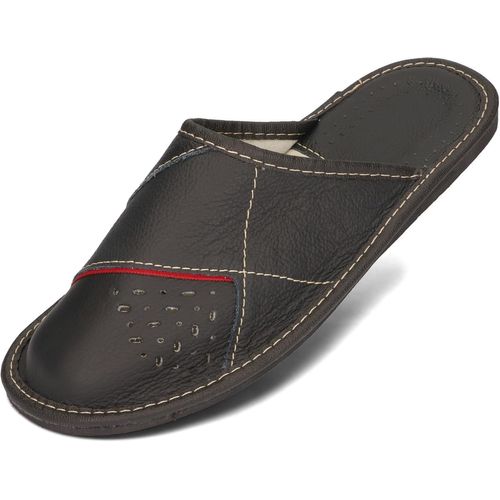 Chaussures Caucspantoufles Chaussons Cuir Véritable Mules Maison Noir Marron 40s50 Eu