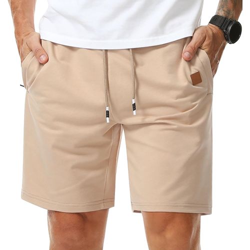 Cauc-Short Sport Pour Homme Short D'été Running Coton Bermudas Décontracté Avec Zipper Poches