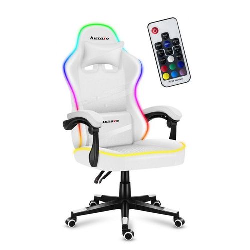 Chaise gaming Huzaro 4.4 RGB ergonomique, éclairage personnalisable, robuste et confortable.