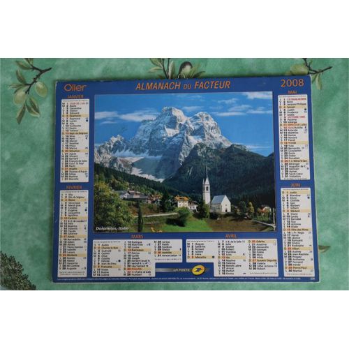 Calendrier Almanach Des Postes Ptt  2008 Courchevel Dolomites Région Bouches Du Rhône Voir Mes Autres Calendriers