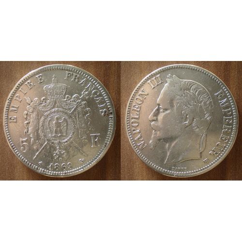 France 5 Francs 1869 Bb Atelier Strasbourg Piece Argent Ecu Piece Frcs Frs Frc