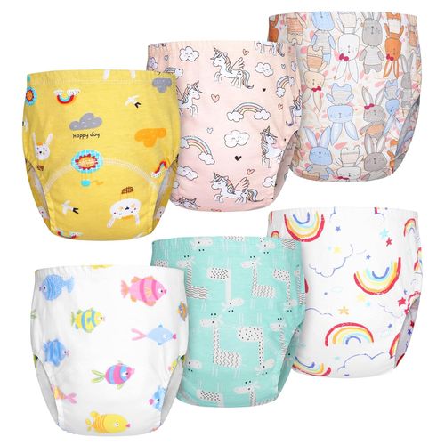 Lot De 6 Culottes D'apprentissage Bébé - Couches Lavables En Coton Respirant Pour Garçons Et Filles - Taille 90 (6-10 Mois) - Absorbantes Et Réutilisables Avec Bande Élastique Confortable